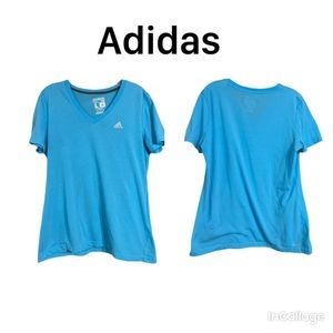 Adidas Blue V Neck The Ultimate Tee Climalite Size Large EUC